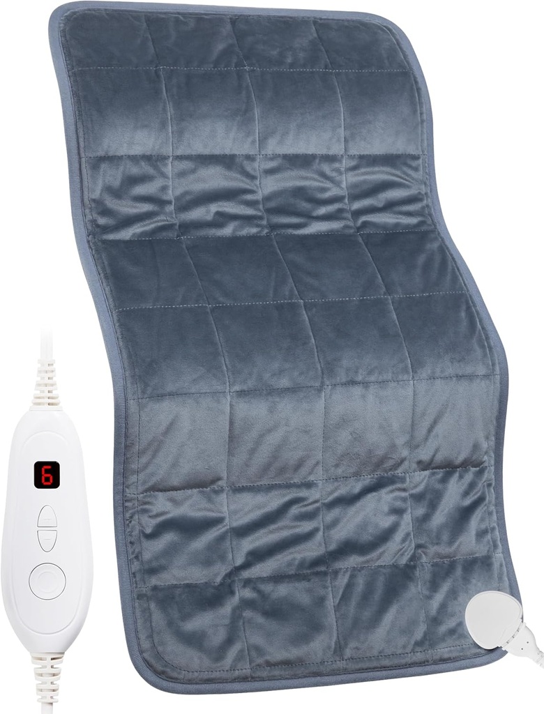 Weighted Heating Pad, 17''x 33" XXXL Extra-Large Electric Heat Pad for Back Pain Relief w/ 6 Heat Settings 2H Auto Shut-Off, w/4.9lbs BPA-Free Beads for Cramps Neck Shoulder Arms Legs Machine Washable