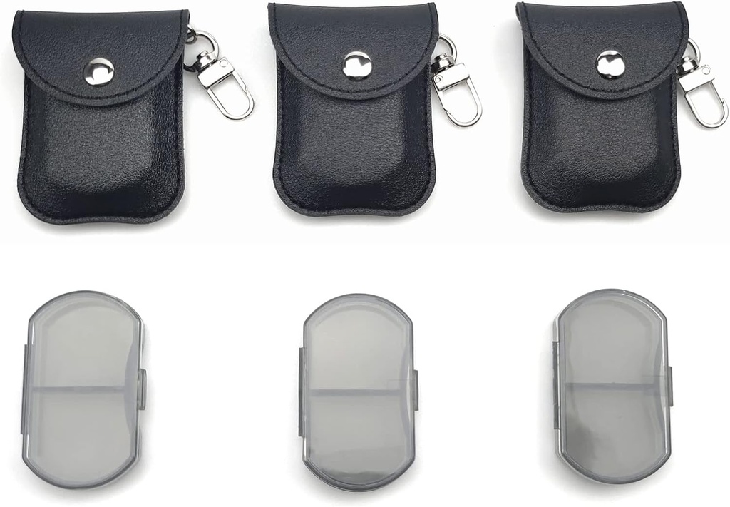 VOFOON 3 Pack Small Pill Organizer, Travel Pill Box for Purse, Keychain Pill Holder, Pocket Pill Container, 2 Times a Day Daily Portable Medicine Vitamin Case, Fish Oil Box, Supplement Box