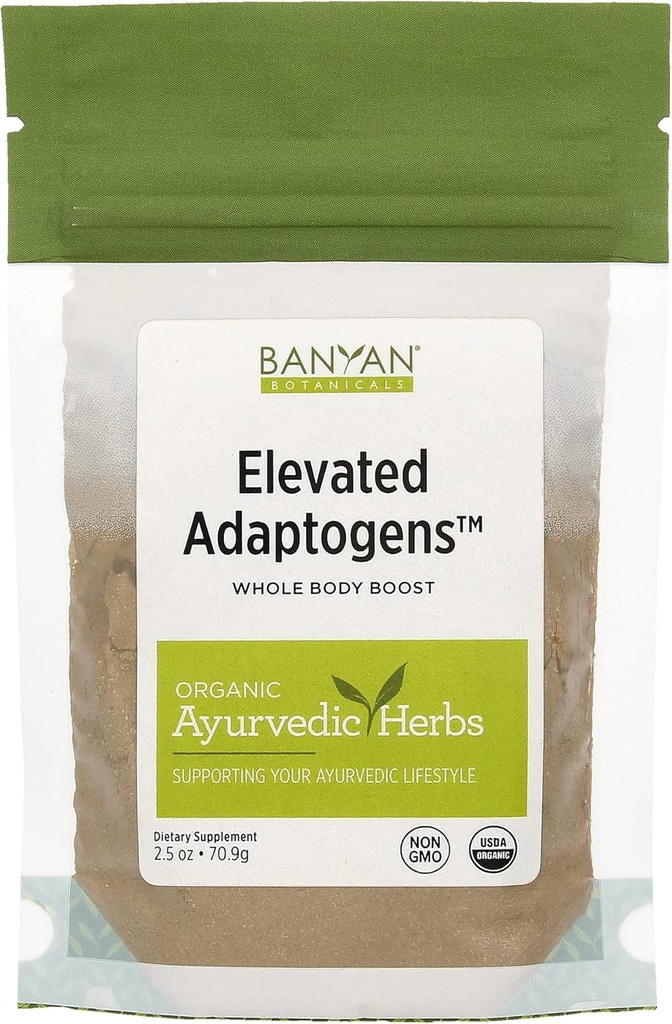 Banyan Botanicals Elevated Adaptogens – Organic Superfood Powder with Moringa, Ashwagandha & Tulsi – Caffeine-Free Superfood Blend for Herbal Stress Relief* – 2.5oz – Non GMO Sustainably Sourced Vegan