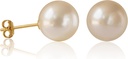 Handpicked Freshwater Pearl Stud Earrings 14K Gold Plated Sterling Silver Round for Women Hypoallergenic
