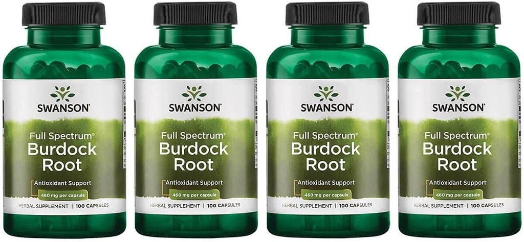 Swanson Burdock Root Kidney '&' Liver Support - Detox Skin Helps Remove Toxins From The Body - Support Well Being And Healthy Immune System - Herbal Antioxidant Supplement (460 mg 100 Capsules) 4 Pack
