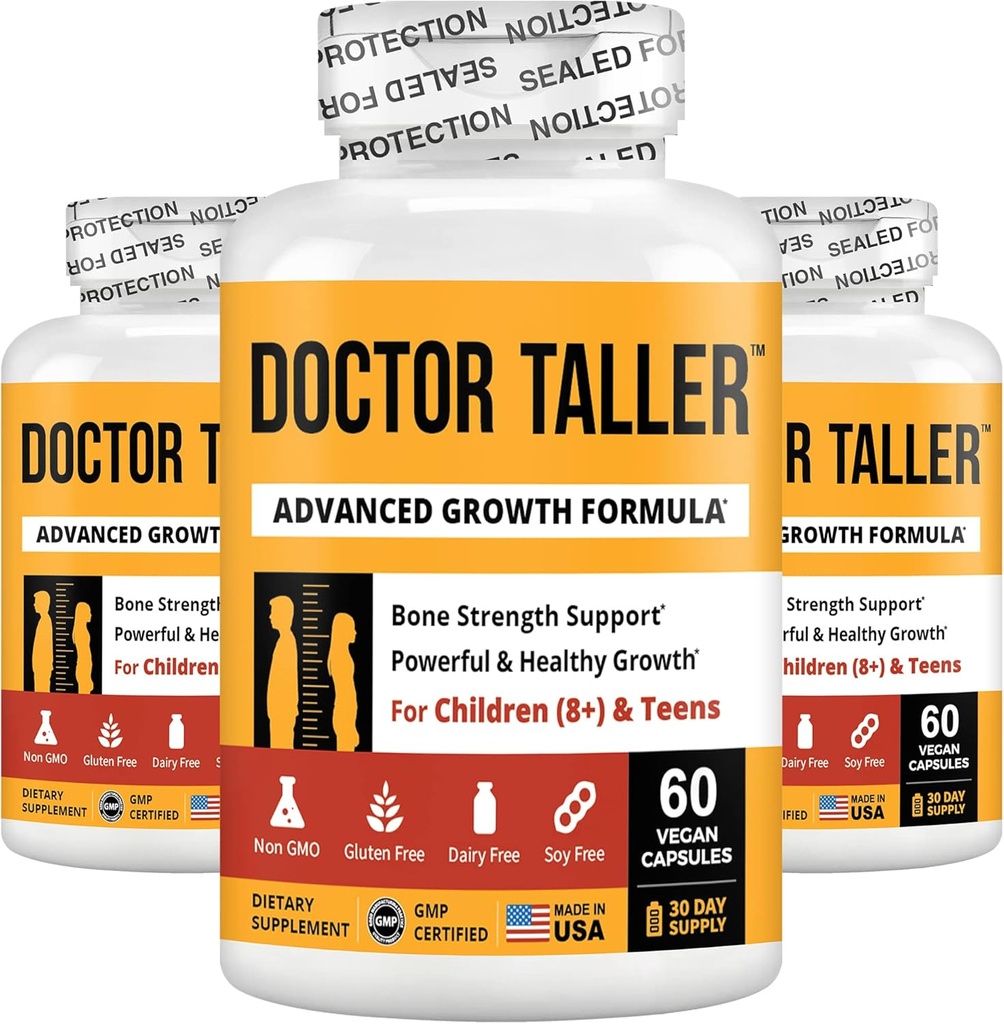 NuBest Doctor Taller - Height Growth Formula - Supports Height Growth and Immunity - Keto with Calcium, Vitamin D3, Vitamin K2, Amino Acids & Herbs for Children (8+) - 3 Pack | 3 Month Supply