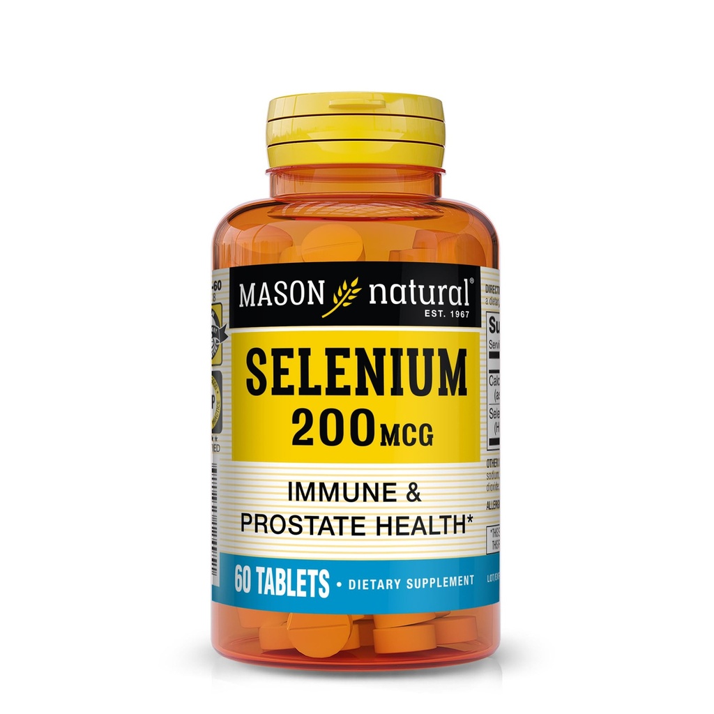 Mason Natural Selenium 200 mcg - Antioxidant Supplement for Immune Support & Prostate Health, Essential Trace Mineral, 60 Tablets