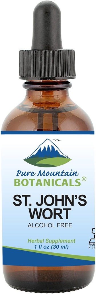 Pure Mountain Botanicals St Johns Wort Tincture – Kosher Liquid St. John’s Wort Alcohol-Free Extract 500mg Vegan Supplement