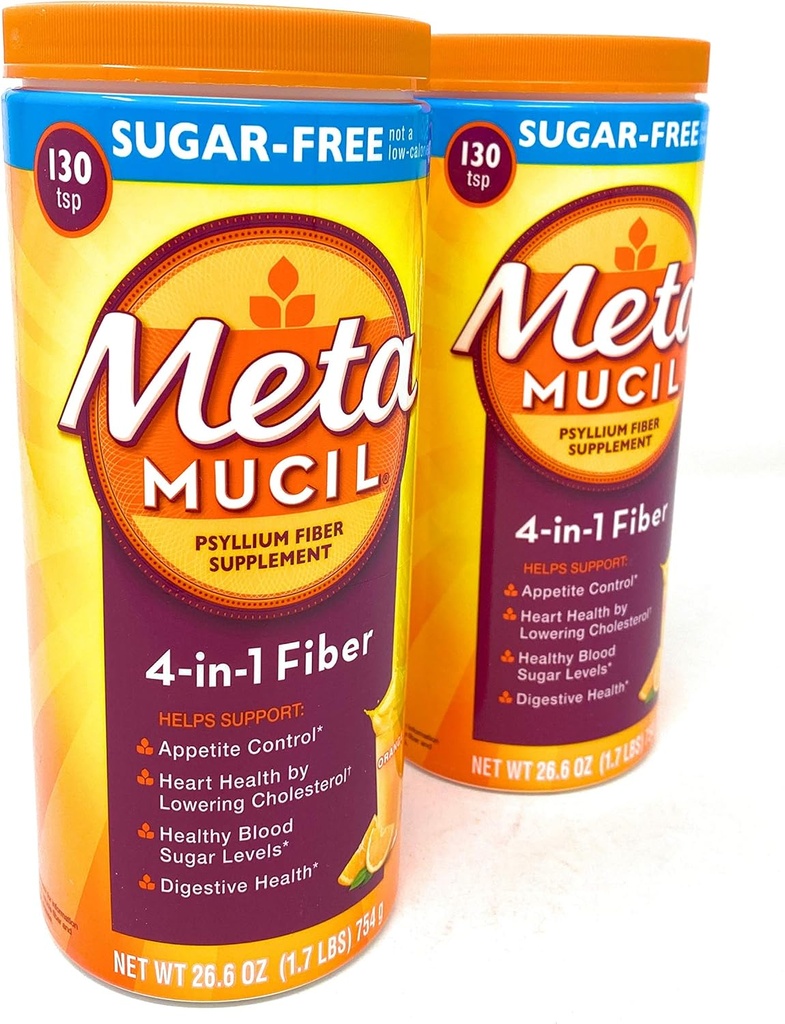Metamucil Sugar Free Fiber Supplement, Orange Smooth 260 Servings