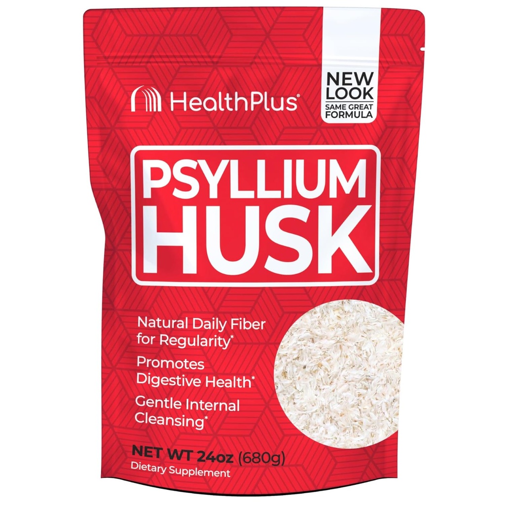 Health Plus, Psyllium Husk, 24 oz, 96 Servings - Natural Detox, Daily Dietary Fiber Supplement, Constipation Relief, Gentle Gut Cleanse, Keto Baking