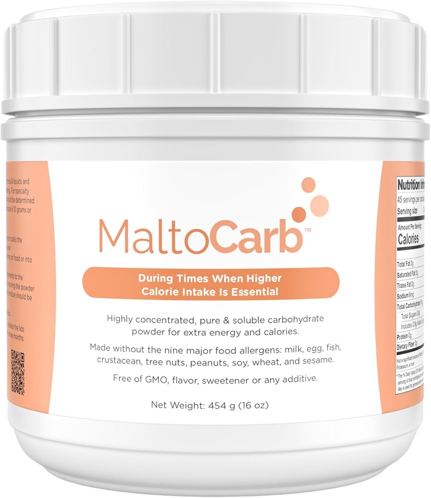 MaltoCarb Maltodextrin Powder – Carbohydrate Powder for Sustained Energy, High-Calorie, Fast-Absorbing, Gluten-Free, Plant-Based, Ideal for Recovery, Weight Gain, Athletes & Dietary Support– 454g