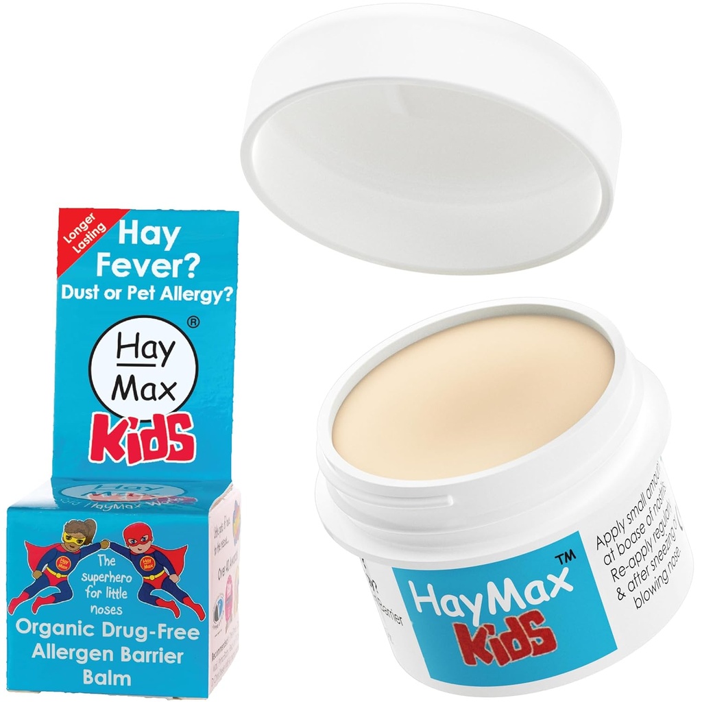 HayMax Allergen Barrier Balm for Kids, 0.17 fl oz (5ml), Organic, Natural & Non-Drowsy, Children Hay Fever Allergy Relief - Traps Pollen, Dust & Pet Allergen - Ragweed & Cedar