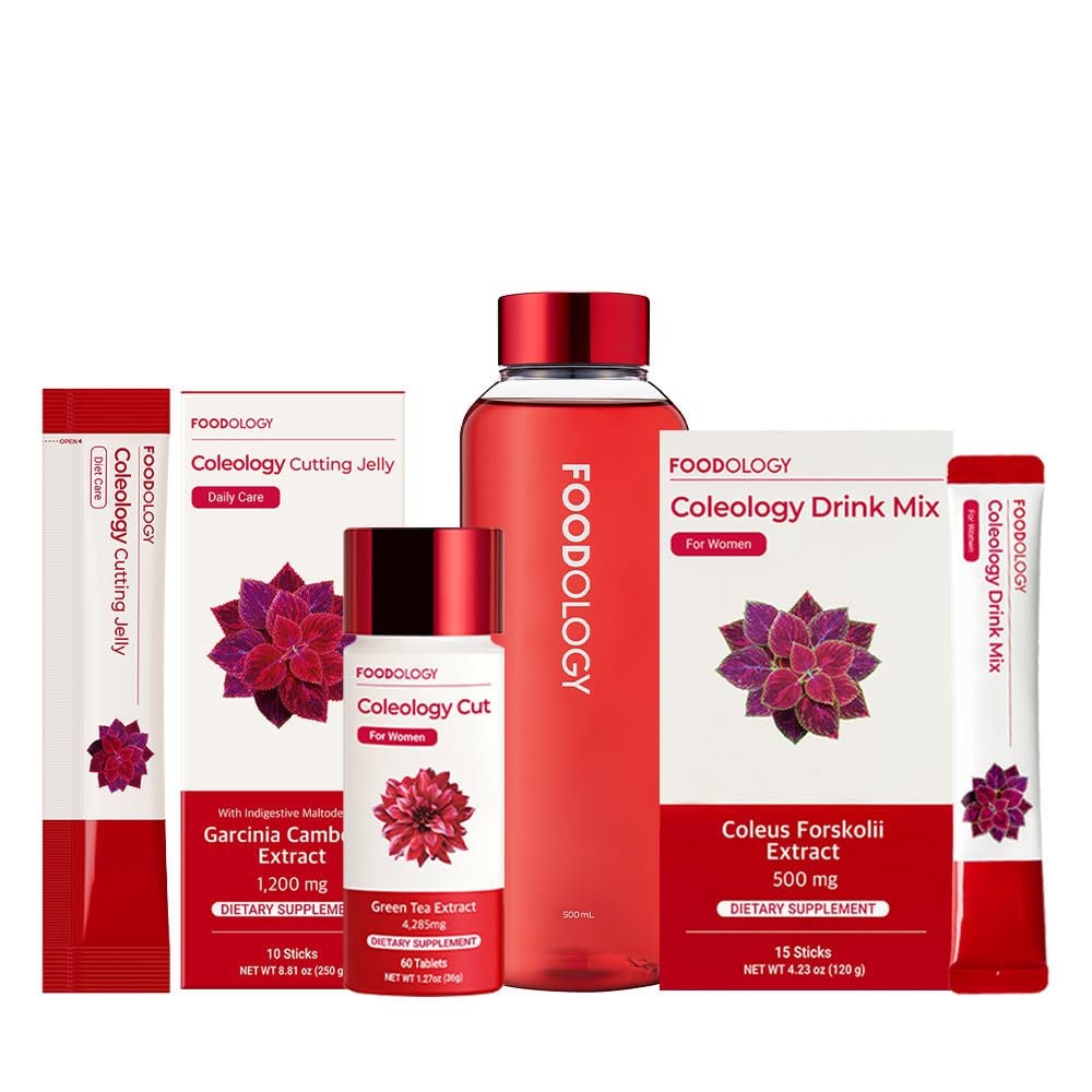 FOODOLOGY Fat Burner Red Line Bundle Coleology Drink Mix & Coleology Cut & Cutting Jelly & Water Bottle