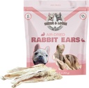 Benji & Louie Air Dried Whole Rabbit Ears with Fur - Natural Healthy Dog Treats or Dog Chews, Single Ingredient, 1.5 oz, 4 to 6 Count