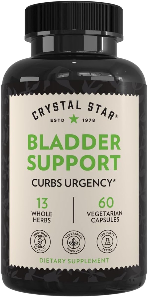 Crystal Star Bladder Support (60 Capsules) – Herbal Supplement for Healthy Bladder Function - Cranberry, Dandelion & Fenugreek - Helps Overactive Bladder and Incontinence - Non-GMO
