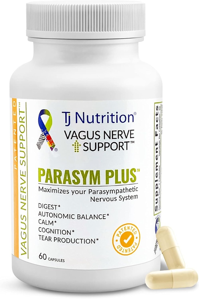 Parasym Plus Vagus Nerve Support, Patented Digestive Nutritional Supplements, Energy Booster for Men and Women, Memory Supplement for Brain, Gentle Immune System Support, 60 Capsules