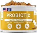 Probiotics for Dogs - Support Gut & Digestive Health, Immune Support - All Nautral Prebiotics, Fiber, Enzymes for Gut Flora - Diarrhea & Bowel Support - Bacon Flavor, 120 Chews, by Lollitin