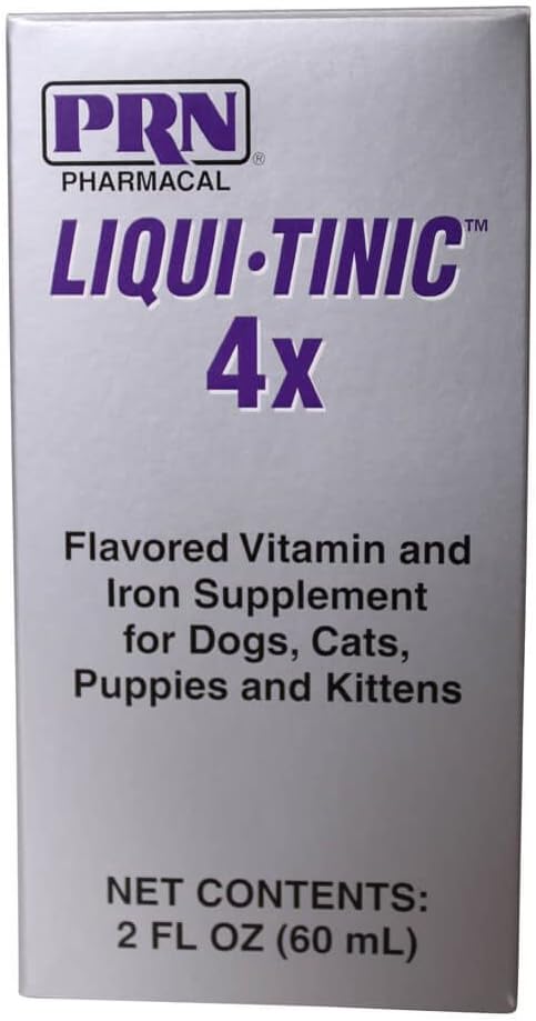 Liqui-Tinic 4x Flavored Vitamin and Iron Supplement for Dogs, Cats, Puppies & Kittens, 2 oz.