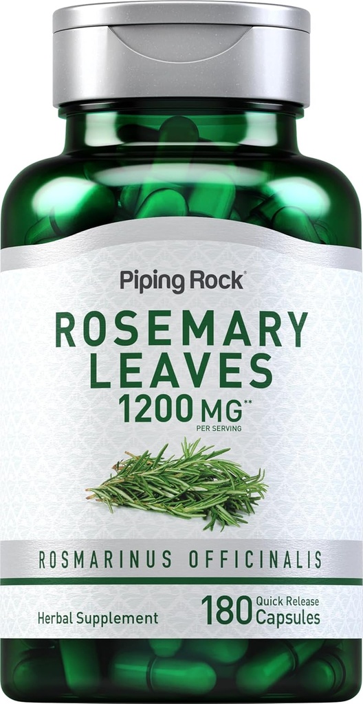 Piping Rock Rosemary Leaves 1200mg | 180 Capsules | Herbal Plant Extract | Non-GMO, Gluten Free Supplement