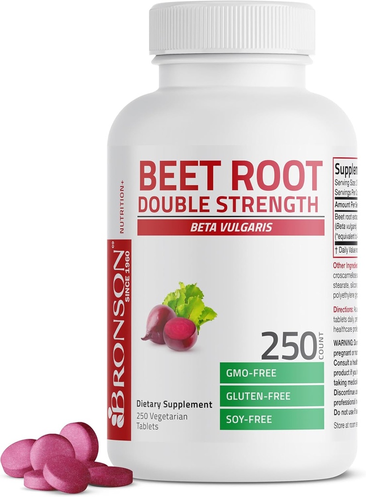 Bronson Beet Root Double Strength, Non-GMO, 250 Vegetarian Tablets