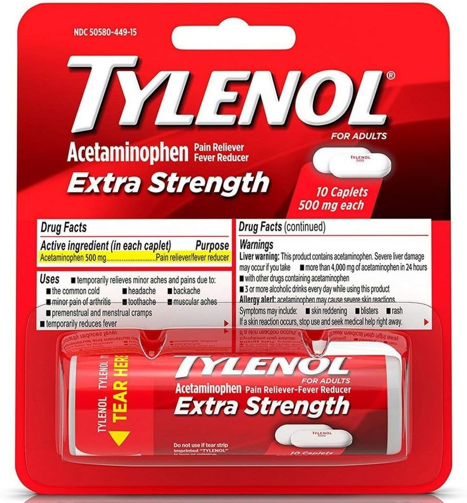 TYLENOL Extra Strength Caplets 10 ea (Pack of 6)