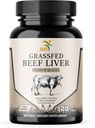 Grass Fed Desiccated Beef Liver Capsules (120 Pills, 480-500mg Each) - Natural Iron, Vitamin A, B12 for Energy - Humanely Pasture Raised Undefatted Without Hormones or Chemicals