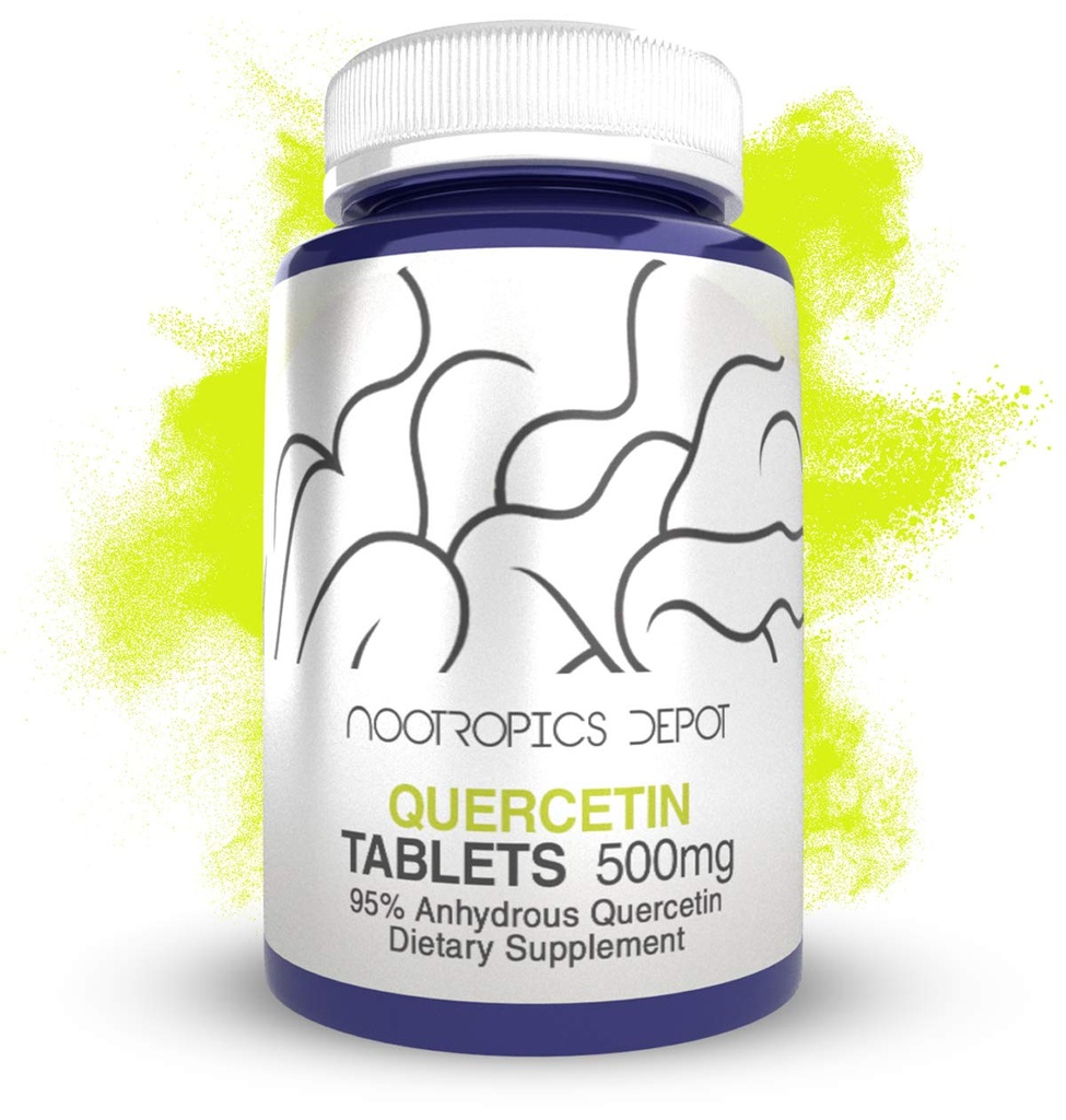 Nootropics Depot Quercetin Tablets | 500mg | 60 Count | 95% Anhydrous Quercetin