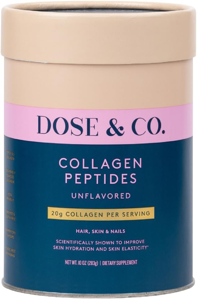 DOSE & CO. Pure Collagen Peptides for Hair, Skin & Nails, Unflavored - 10oz Powder Supplement
