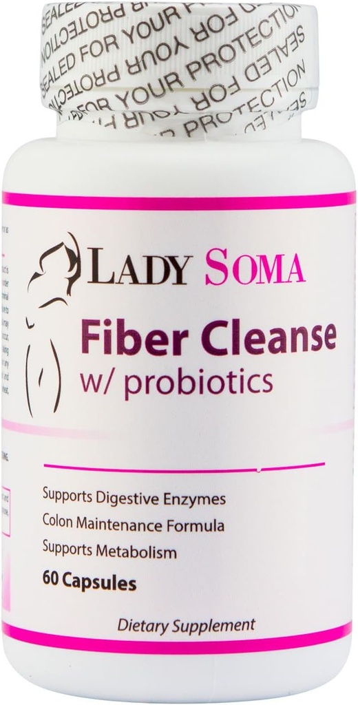 Lady Soma Fiber Cleanse for Women with Probiotics, 60 Capsules