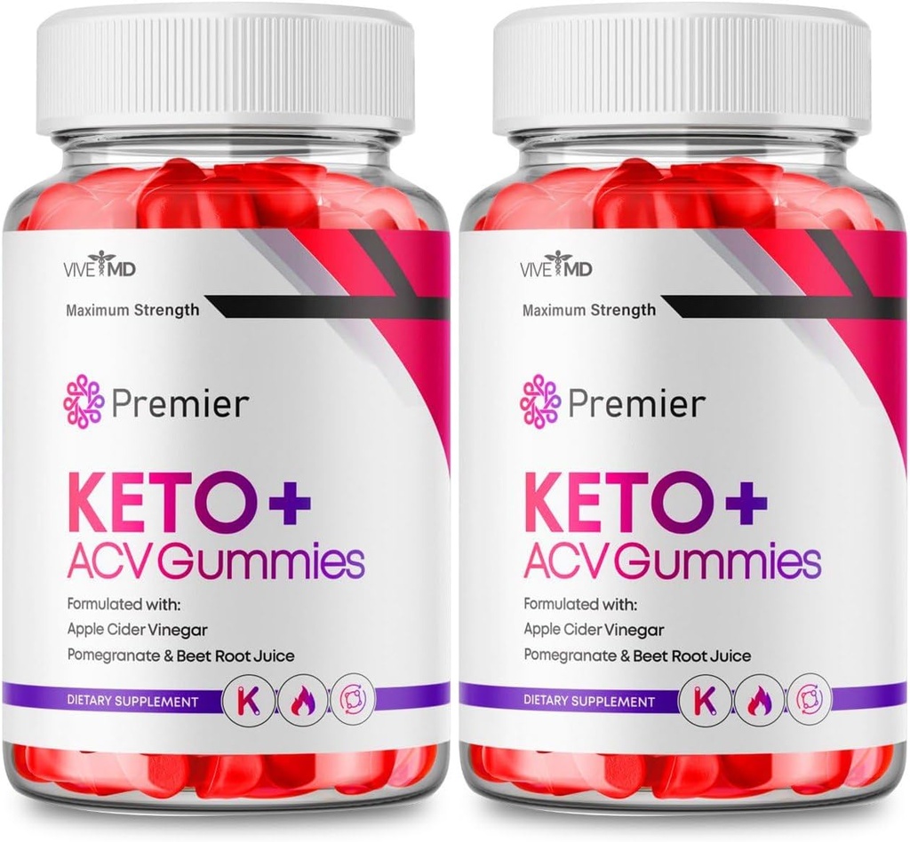 Premier Keto ACV Gummies - Official Formula, Premier Keto Gummies Blast Plus for Maximum Strength with Apple Cider Vinegar 1000MG, Premier ACV Keto Supplement Vitamin B12 Folate Beet Root (2 Pack)