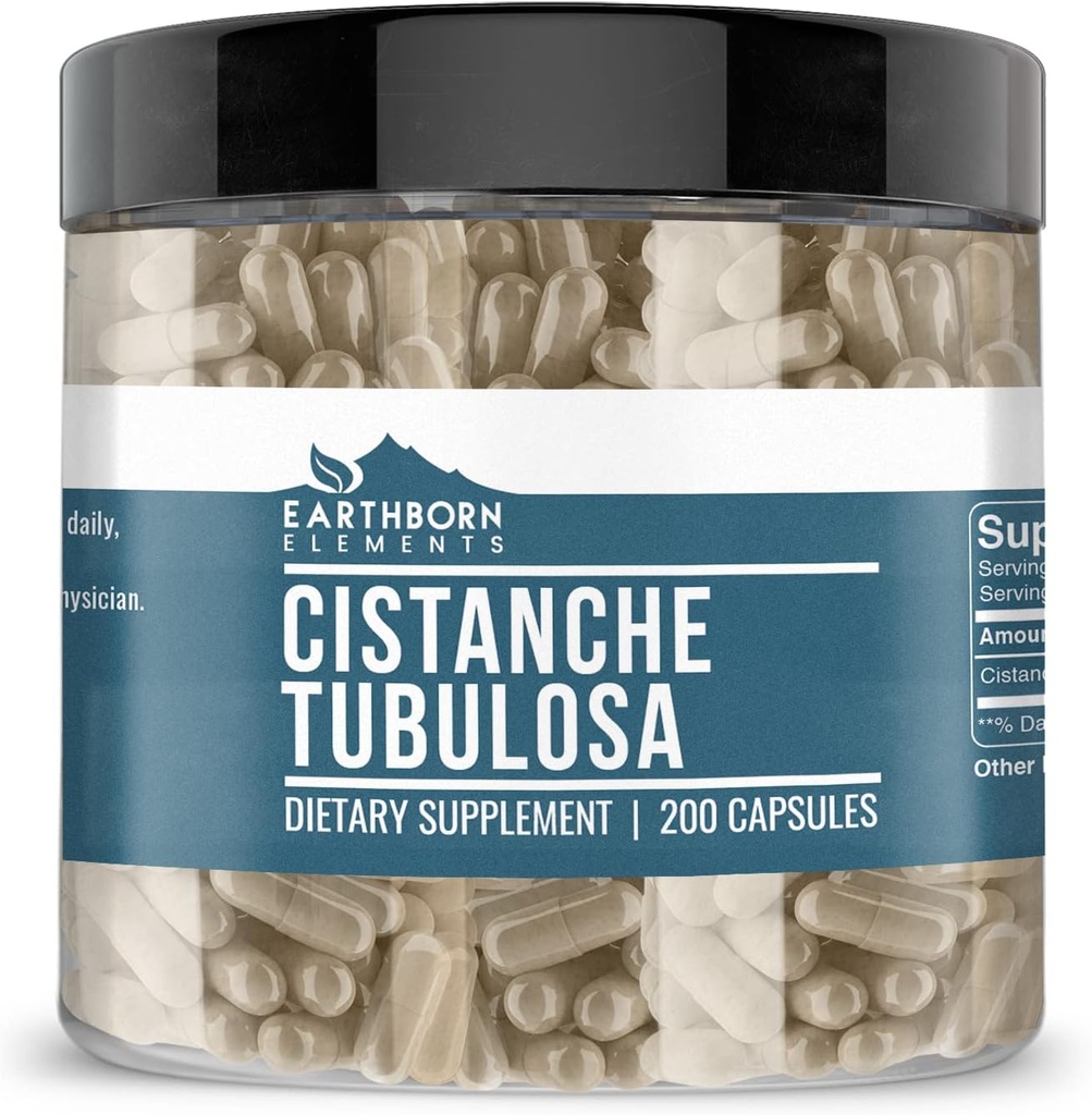 Earthborn Elements Cistanche Tubulosa (200 Capsules) Pure, No Fillers or Additives, Lab Verified