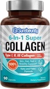Multi Collagen Complex, Type I, II, III, 6-in-1 Super Collagen with Vitamin C, Hyaluronic Acid, Biotin, Turmeric, Black Pepper, Keto, 90 Capsules