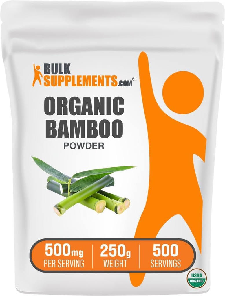 BulkSupplements.com Organic Bamboo Powder - Silica Supplements, Bamboo Supplement - Gluten Free, 500mg per Serving, 250g (8.8 oz) (Pack of 1)