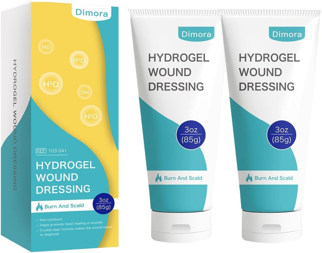 Dimora 2 Packs 6oz Hydrogel First Aid Ointment, Burn Injory Soothing Gel, Skin Repair Cream for Emergency Burn, Postoperative Incisions, Bruises, Debridement Wound Care