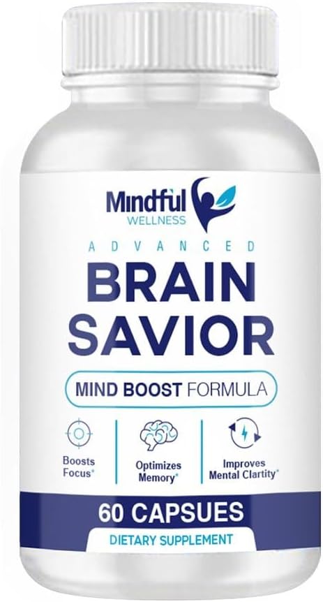 Brain Savior Capsules - Brain Savior by Mindful Wellness - Brain Savior Mind Boost Formula (60 Capsules - 1 Month Supply)
