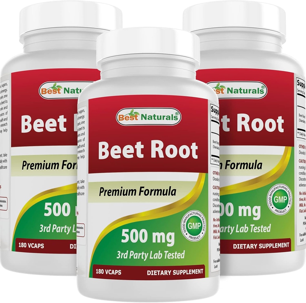 Best Naturals Beet Root Powder 500 mg 180 Capsules (180 Count (Pack of 3))