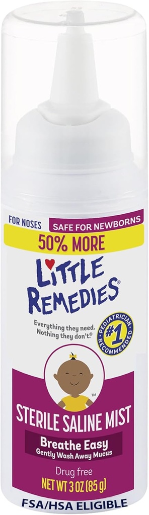 Little Remedies Sterile Saline Nasal Mist, Safe for Newborns, 3 oz