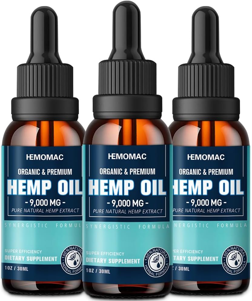 Hemp Oil (3-Pack) High Potency - Maximum Strength Natural Hemp Drops Organic Tincture with Vegan, Non-GMO 0701