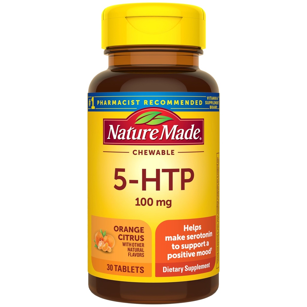 Nature Made Chewable 5HTP 100mg, 5-HTP Mood Support Supplement, 30 5 HTP Chewable Tablets, 30 Day Supply