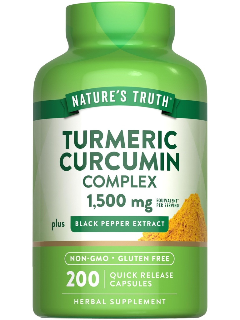 Nature's Truth Turmeric Curcumin Complex | 200 Capsules | with Black Pepper Extract | Non-GMO & Gluten Free Supplement