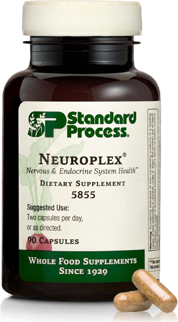 Standard Process Neuroplex - Supports Nervous & Endocrine System Function - Brain Health Support with Vitamin B6, Iron, Zinc & More - Brain Supplement for Men & Women - 360 Tablets
