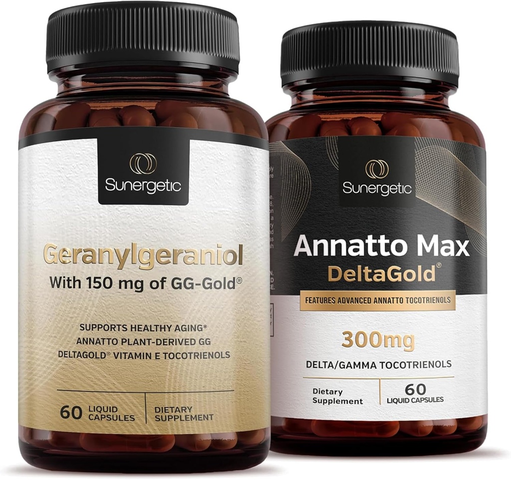 Premium Geranylgeraniol Plus Annatto Max DeltaGold – for Heart Health, Healthy Aging, Immune Support & Overall Wellness – Geranylgeraniol 60 Capsules – Annatto Max 60 Capsules