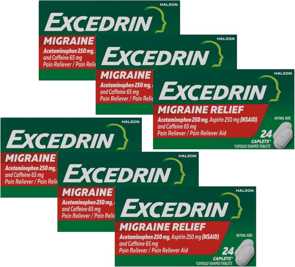 Excedrin Migraine Relief Medication, 24 Caplets (Pack of 6)