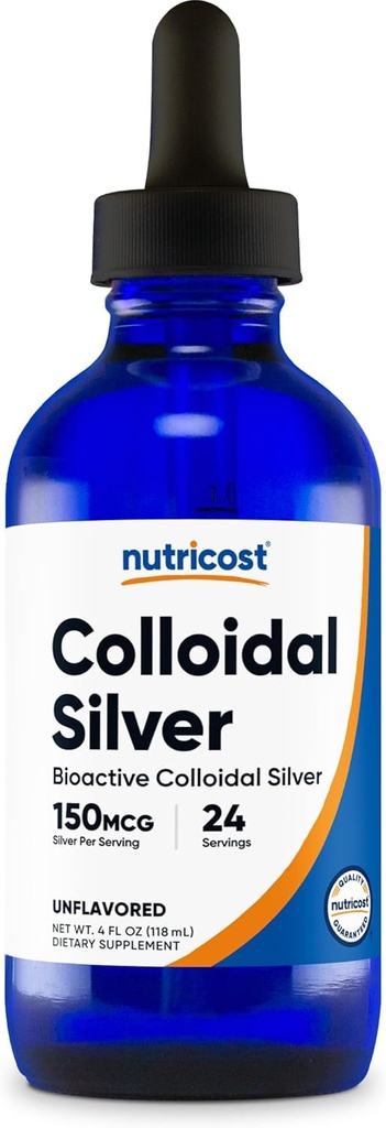 Nutricost Colloidal Silver 4oz - Cobalt Blue Glass Bottles, Bio-Active Colloidal Silver