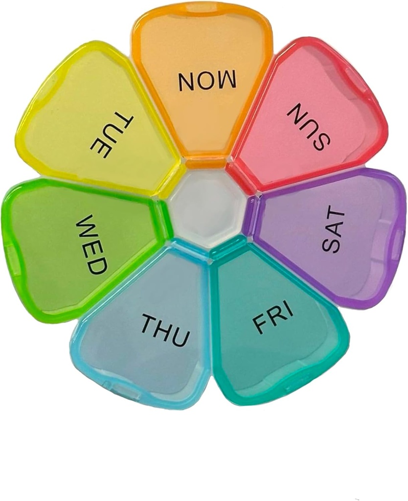 Extra Large Weekly Pill Box 7 Day, Cute Pill Case Organizer, Pill Container, Colorful Medicine Pill Organizer for Vitamin Fish Oil Softgels, Tablets, Gummies Medication Supplements