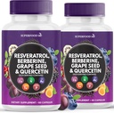 Resveratrol Berberine Grape Seed Extract Quercetin - Polyphenol Supplement with Noni Extract, N-Acetyl Cysteine, Acai Extract - Made in The USA - 120 Capsules