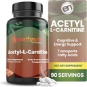 EarthNutri Acetyl-L-Carnitine Capsule – Additive Free, Gluten Free, No Fillers, No Preservatives – Acetyl L-Carnitine Supplement Helps Concentration & Energy – 500mg Per Serving, Unflavored 90 Count
