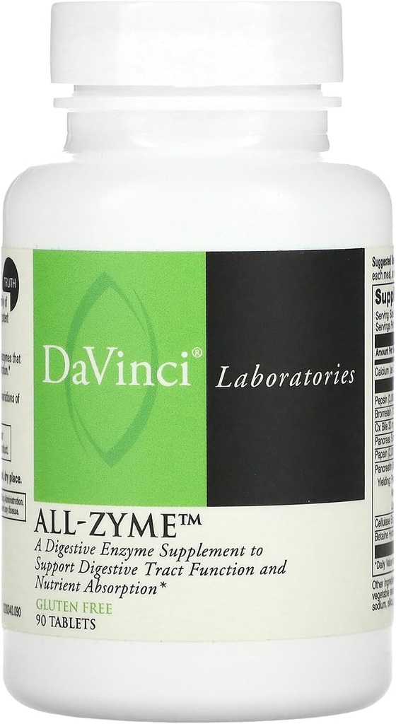 Davinci Laboratories – All-Zyme, Proteolytic Enzymes and Digestive Enzyme Supplement, Bloating, Gas, Constipation, and Joint Health, Non-GMO Ingredients, 90 Tablets