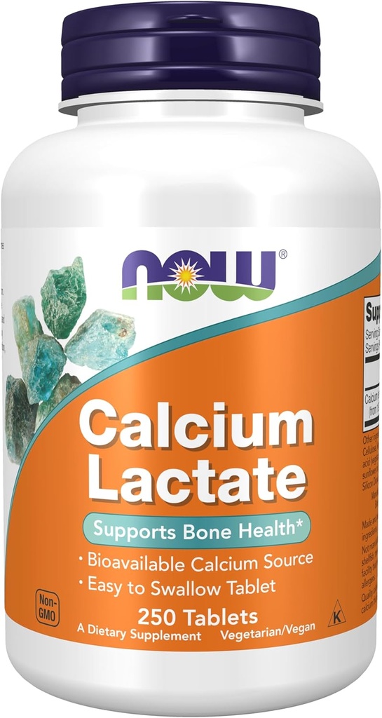 NOW Foods Supplements, Calcium Lactate, Supports Bone Health, Easy to Swallow Tablet, 250 Tablets