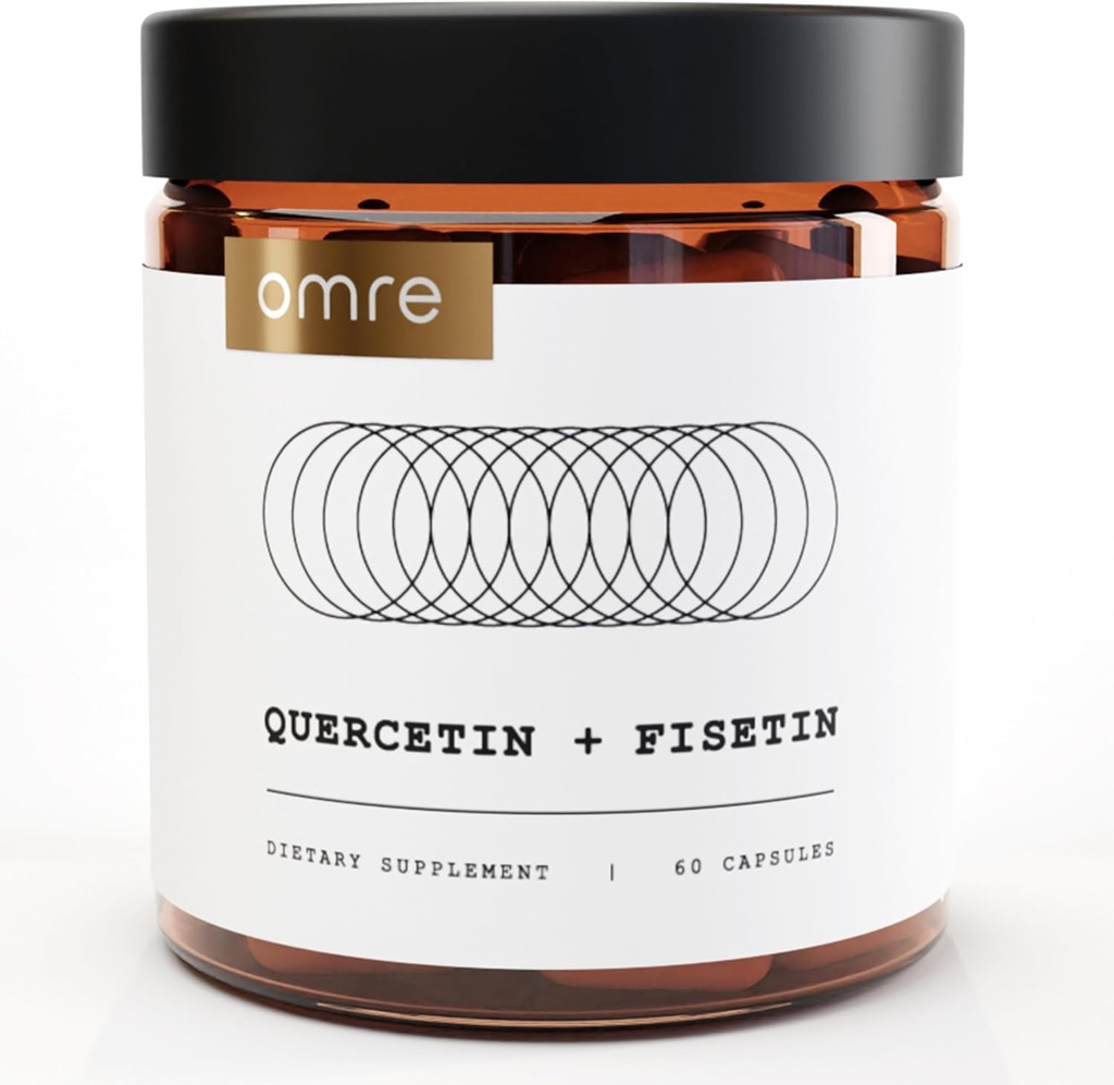 OMRE Quercetin and Fisetin Supplements - Third-Party Tested Senolytic Supplements for Aging Support - 500mg Quercetin Phytosome and 100mg Fisetin - Highly Bioavailable Forms