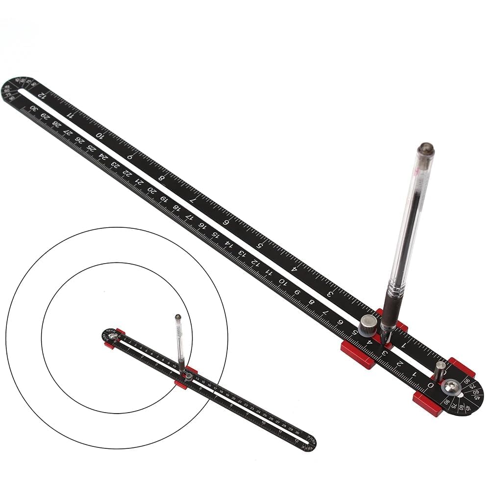 300mm Woodworking Compass Tool, Large Compass Woodworking Scribing Circle, Carpenter Compass Ruler Marking Gauge Circle Marking Tool for Engineer Carpenter (Black)