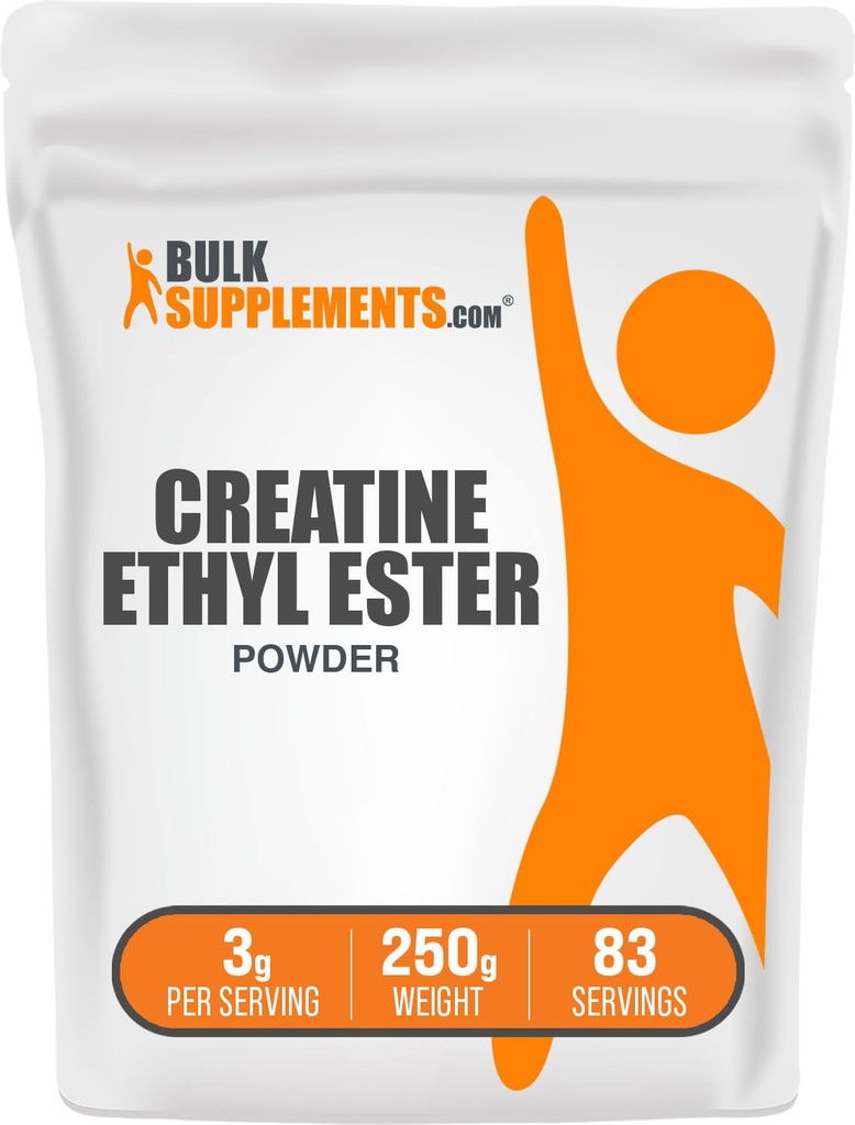 BulkSupplements.com Creatine Ethyl Ester HCl Powder - Creatine Supplement, Creatine Ethyl Ester Powder - Unflavored & Gluten Free, 3g per Serving, 250g (8.8 oz) (Pack of 1)