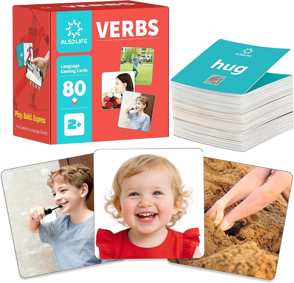 80 Verb Cards with Action Videos| Thick Action Verb Flash Cards for Speech Therapy| Verbs Flash Cards for Toddler Learning Cards Action Words| Picture Cards for Speech Therapy Games