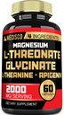 2000mg Magnesium L Threonate Supplement with Magnesium Glycinate, L-Theanine & Apigenin - 60 Capsules - Positive Mood, Brain Health, Ability to Remember & Muscle Growth Support